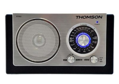 THOMSON  -  RT602 Radio R&eacute;tro FM/MW Boitier en bois Noir/argent
