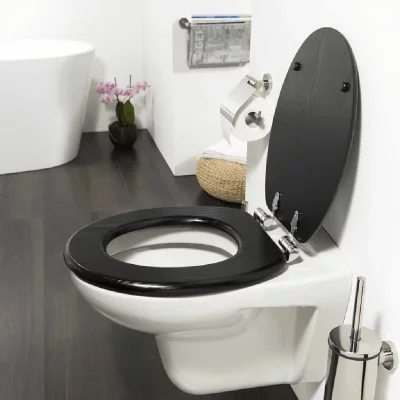 TIGER  Abattant WC &agrave; fermeture en douceur Blackwash MDF Noir 252030746