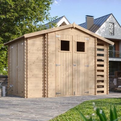 TIMBELA  Abri de jardin M389 H218 x 328 x 206 cm / 3,53 + 0,97 + 0,97 m2