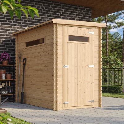 TIMBELA  M306A+M306G - Abri de jardin en bois - H198 x l239 x L144 cm / 2.63 m2 AVEC SOL TRAIT&Eacute;