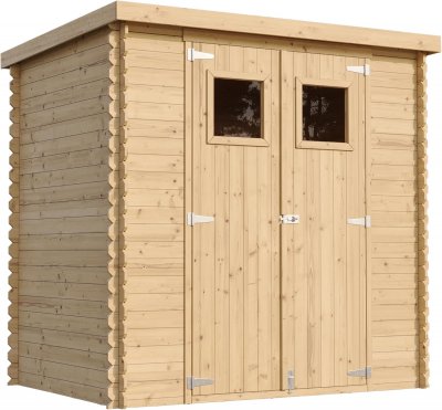 TIMBELA  M311+M311G Abri de jardin en bois l204xL142xH200cm / 2.22m2 AVEC SOL TRAIT&Eacute;