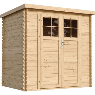 TIMBELA  M311F+M311G Abri de jardin en bois - l204xL142xH200cm / 2.22m2 - AVEC SOL TRAIT&Eacute;