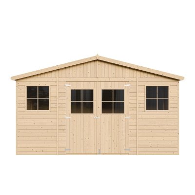 TIMBELA  M331 Abri de Jardin en Bois Naturel - H246x418x318 cm/12 m&sup2;
