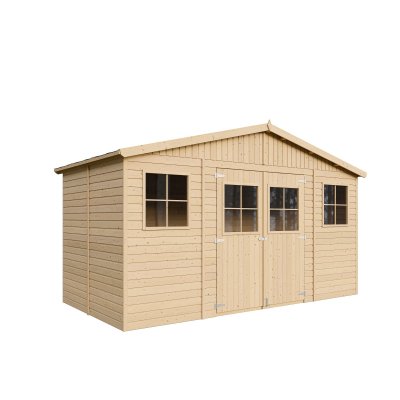 TIMBELA  M332+M332G Abri de jardin en bois H246x418x220 cm/8 m&sup2; - PLUS LES PLANCHERS IMPR&Eacute;GN&Eacute;