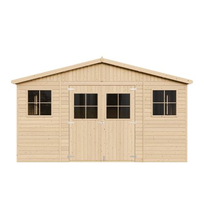 TIMBELA  M333+M333G Abri de jardin en bois H246x418x522 cm/20 m&sup2; - AVEC LES PLANCHERS IMPR&Eacute;GN&Eacute;