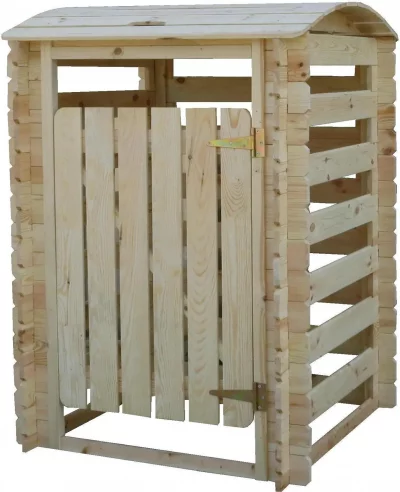 TIMBELA  M606 Cache Poubelle en Bois &agrave; Porte Verrouillables, 240 litres