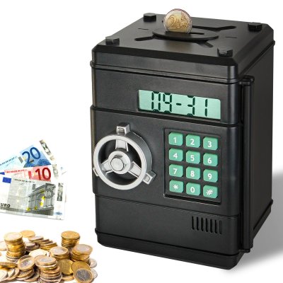 FISHTEC Tirelire Coffre-Fort Combinaison 6 chiffres - Comptage automatique - Horloge