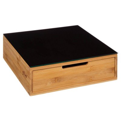 FIVE SIMPLY SMART Tiroir range capsules - 30 x 30 x H 10 cm - Bambou et verre noir