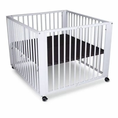 TISSI  Parc b&eacute;b&eacute; Moritz bois, blanc 