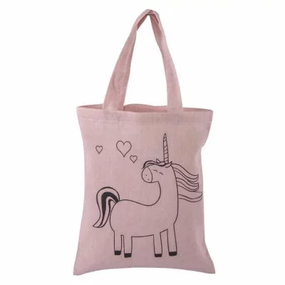 RAYHER Tissu - Sac shopping - Rose licorne - 20x25 cm