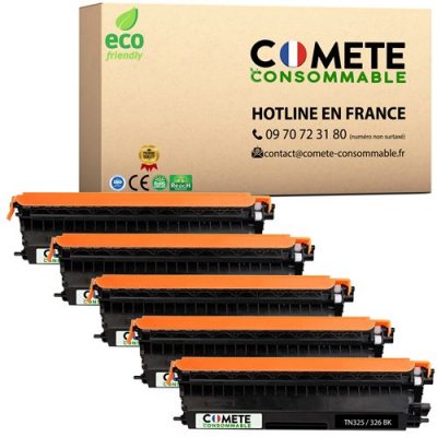 COMETE CONSOMMABLE TN325 - 5 Toners compatibles BROTHER TN325/326 Noir