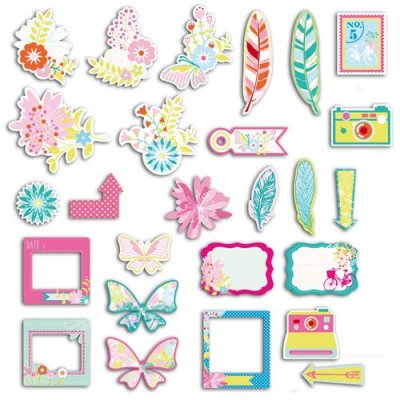 TOGA  CH62 So Fresh&nbsp;! Lot de 26 Chipboards Imprim&eacute;s Carton Multicolore 11 x 14,5 x 1,5 cm