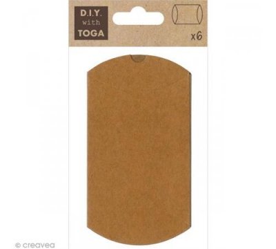 TOGA  EMB001 Pack de 6 Bo&icirc;tes cadeau Papier Kraft 7 x 10,3 x 2,5 cm