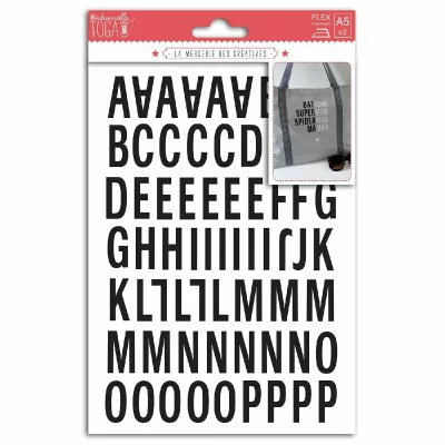  Toga MEG604 Alphabet de 126 lettres thermocollantes Enjoy Tissu Noir 15,5 x 27,5 x 0,1 cm