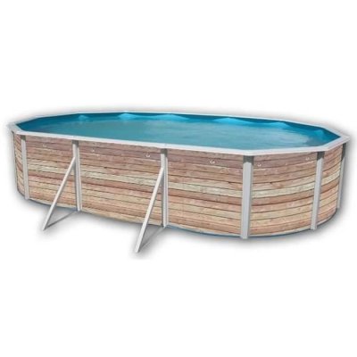 TOI  - Kit piscine hors-sol acier pinus ovale 6.40 x 3.66 x 1.20m d&eacute;cor bois