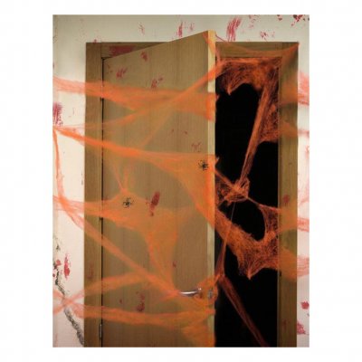 STEL ORA Toile d'araign&eacute;e orange avec araign&eacute;es 20 g Halloween