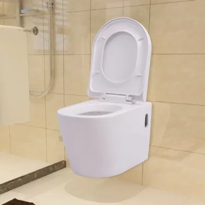 Toilette Murale Suspendue Cuvette WC Salle de Bain C&eacute;ramique Blanc