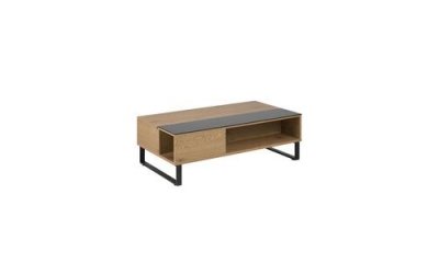 Toilinux.com Table Basse en Verre et MDF avec Plateau relevable - Noir