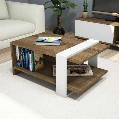 Toilinux - Table basse design scandinave Gaye - 80 x 50 x 35 - Marron