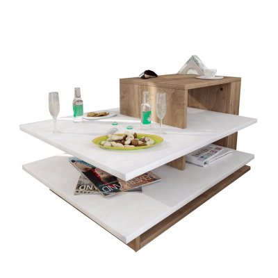 Toilinux - Table basse design scandinave Ven&uuml;s - 80 x 60 x 43 - Marron