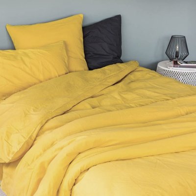 TOISON D OR Toison d'or Housse de couette 100% Coton lav&eacute; Anna safran 140x200 cm