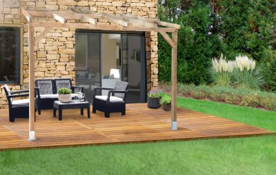 CHALET & JARDIN Toit terrasse bois - 3x3 - sans toit - 309 x 297 x 249/269 cm