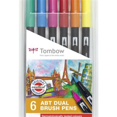 TOMBOW  ABT-6P-3 Dual Brush Pen Lot de 6 Feutres pinceau &agrave; deux pointes