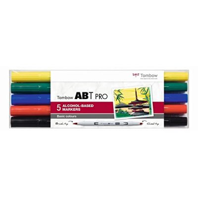 TOMBOW  Marqueur Abt Pro, Kit De 5, Basic Colors 0,000000 Noir