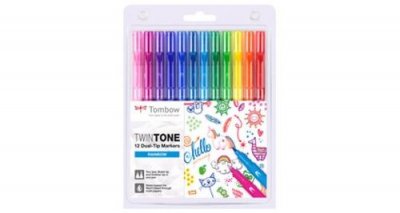 TOMBOW   feutre double pointe ""twintone"" rainbow, set de 12 noir