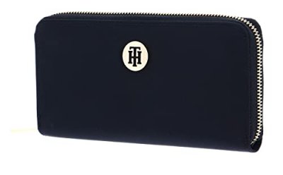TOMMY HILFIGER  Grand portefeuille bleu marine zipp&eacute;. Couleur: Bleu
