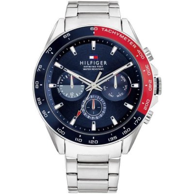 TOMMY HILFIGER  Montre &agrave; affichage analogique argent / marine / rouge