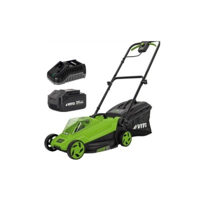 VITO Tondeuse 20V Batterie lithium 4.0Ah Largeur de coupe 32 cm Bac 30L + Chargeur Gazon 300m2 