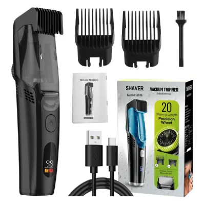 INF Tondeuse &agrave; Cheveux Aspirante avec &Eacute;cran LCD, Tondeuse &Eacute;lectrique Rechargeable Black