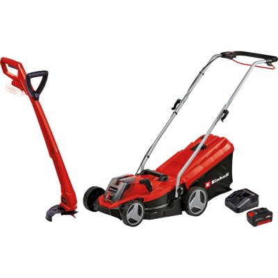 EINHELL Tondeuse &agrave; gazon et coupe bordure sans fil GE-CM 18/33-2 Li Set