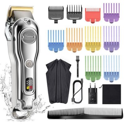 HATTEKER Tondeuse Cheveux + Barbe  RFC-696 Peignes Sabots Coler&eacute;s Gris