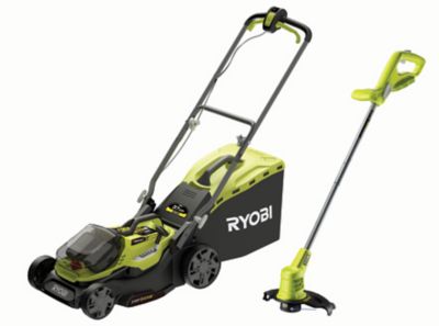 RYOBI Tondeuse Hybride RY18LMH37LT25 - 18V + Coupe Bordure OLT1825M - 18V