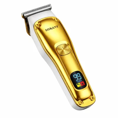 SOKANY Tondeuse Sans Fil pour Cheveux / Barbe avec Ecran LED Finitions Pr&eacute;cis Blanc / Dor&eacute;