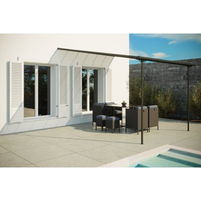 CONCEPT USINE Tonelle murale carport 3,75x3,05 m ferrato 11,44 m&sup2; - Gris