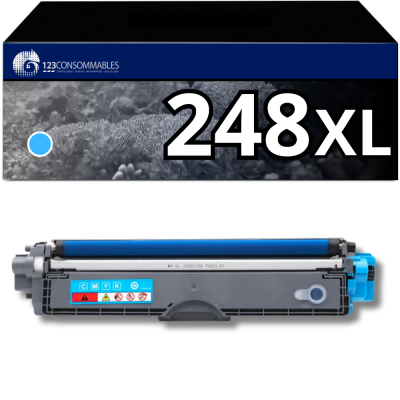 123CONSOMMABLES Toner compatible avec Brother TN248XLC cyan