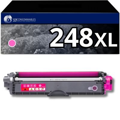 123CONSOMMABLES Toner compatible avec Brother TN248XLM magenta
