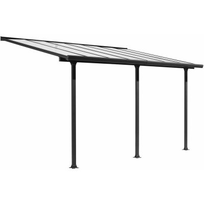 HABRITA Tonnelle adoss&eacute;e aluminium avec rideau d'ombrage 15 m2