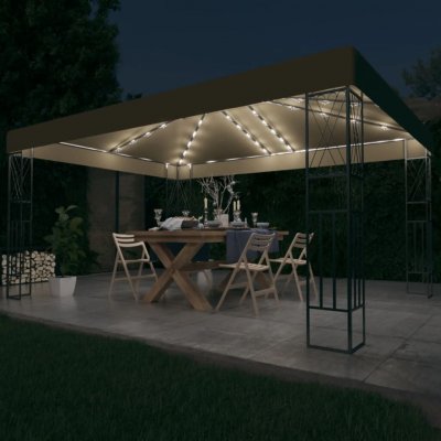 VIDAXL Tonnelle Avec Guirlande Lumineuse &Agrave; Led 3x4 M Taupe Tissu 