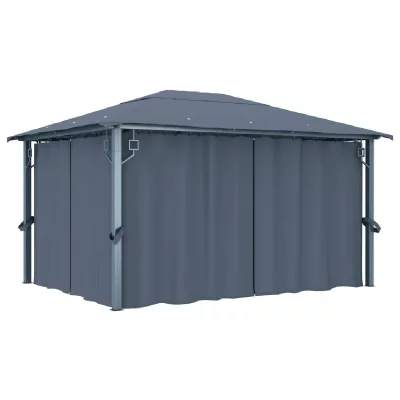 VIDAXL Tonnelle avec rideau 400x300 cm Anthracite Aluminium 