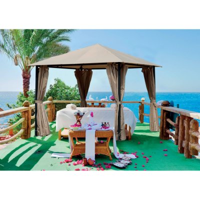 HOMEMAISON Tonnelle de jardin avec rideaux evora - l. 300 x l. 300 cm - marron