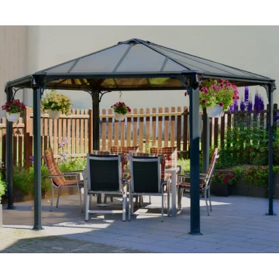 PALRAM Tonnelle de jardin hexagonale Monacom&sup2; 3.6X4 Grise - -canopia