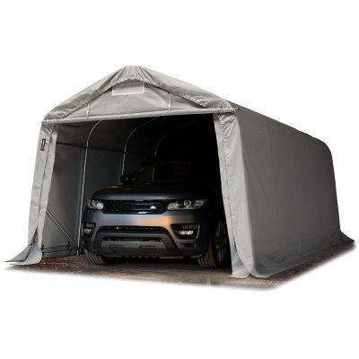 INTENT24 TOOLPORT garage abri 3,3x6 m PVC env. 550 g/m&sup2;, H. 2,1m, gris, statique : terre