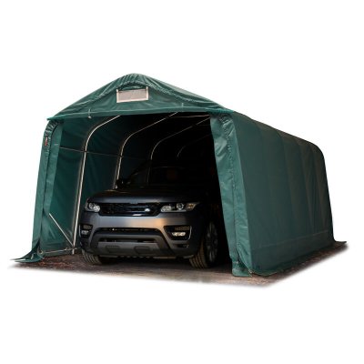INTENT24 TOOLPORT garage abri 3,3x6 m PVC env. 550 g/m&sup2;, H. 2,1m, vert fonc&eacute;, statique : terre