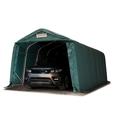 TOOLPORT  garage abri 3,3x7,2 m PVC env. 550 g/m&sup2;, H. 2,1m, vert fonc&eacute;, statique : terre