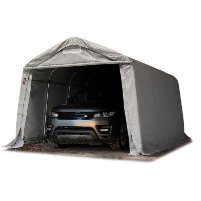 INTENT24 TOOLPORT garage PVC 3,3x4,8 m abri v&eacute;hicule PVC env. 550 g/m&sup2;, H. 2,1m, gris, statique : terre