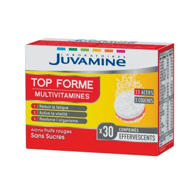 JUVAMINE Top Forme Multivitamines 30 Comprimes Effervescents 2 Couches 